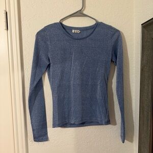free people intimately slightly sheer sparkly blue top